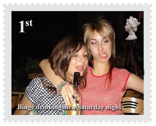 Stamp commemorating British Binge Drinking by The Lakelander binge drinking photo - LifeBeyondBorders